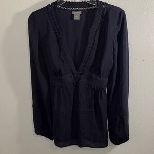 Ann Taylor Black Top with Lace Detail